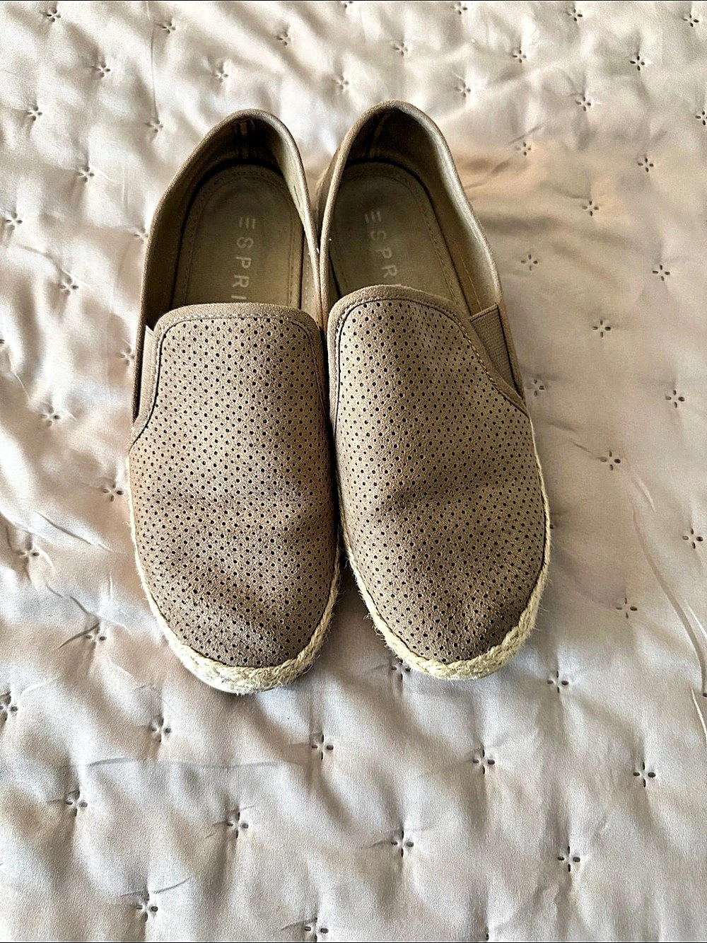 ESPRIT Nadine Perforated Slip-On Espadrille Flats in Beige